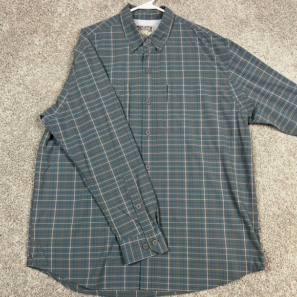 Duluth Trading Co Shirt Mens L Gray Green Plaid Stretch Vented Fishing Outdoor - Picture 3 of 10